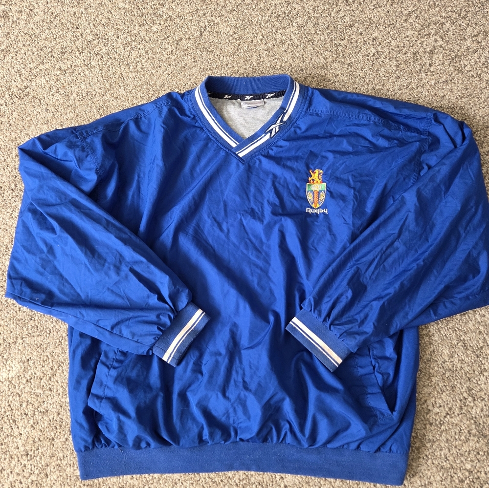 Vintage‎ Reebok Rugby Windbreaker Pullover Blue, Lined XXL